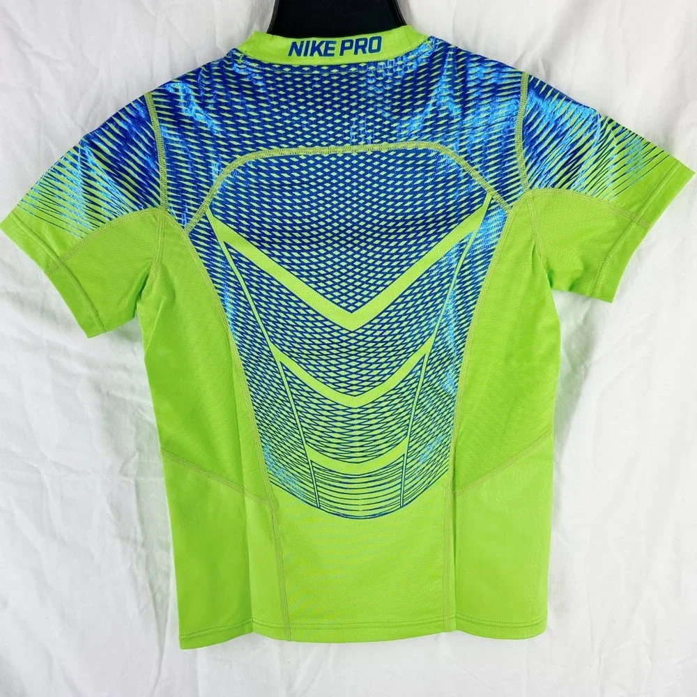 Nike Pro Dri-Fit Boys Neon Yellow Green Fitted Training T-Shirt Size S - Picture 2 of 10